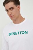 Бавовняний лонгслів United Colors of Benetton колір білий з принтом (3415095)