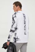 Бавовняний лонгслів PLEIN SPORT колір білий з принтом