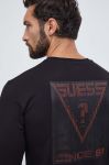 Бавовняний лонгслів Guess колір чорний з принтом (3597547)