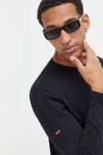 Бавовняний лонгслів Superdry колір чорний однотонний (3574427)