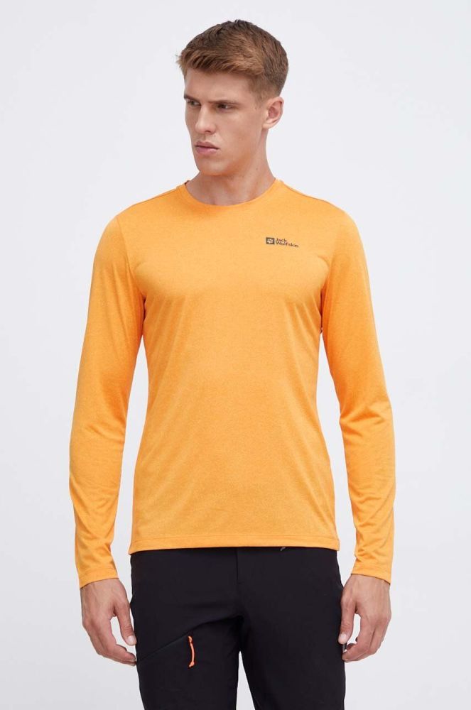 Спортивний лонгслів Jack Wolfskin Sky Thermal колір помаранчевий меланж