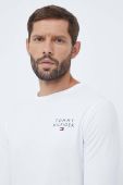 Бавовняний лонгслів лаунж Tommy Hilfiger колір білий однотонний