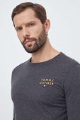 Бавовняний лонгслів лаунж Tommy Hilfiger колір сірий меланж
