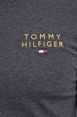 Бавовняний лонгслів лаунж Tommy Hilfiger колір сірий меланж
