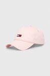 Бавовняна бейсболка Tommy Jeans колір рожевий з аплікацією (3253610)