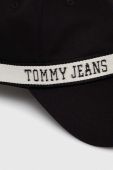Бавовняна бейсболка Tommy Jeans колір чорний з принтом