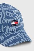 Бавовняна бейсболка Tommy Jeans візерунок колір блакитний