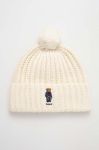 Вовняна шапка Polo Ralph Lauren колір бежевий з товстого трикотажу вовна (3419476)