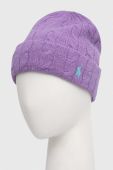 Вовняна шапка Polo Ralph Lauren колір фіолетовий вовна