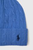 Вовняна шапка Polo Ralph Lauren вовна колір блакитний