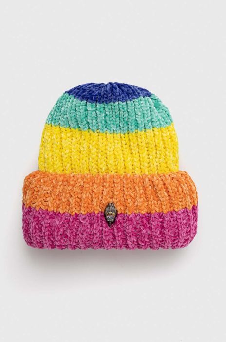 Шапка Kurt Geiger London з товстого трикотажу колір барвистий