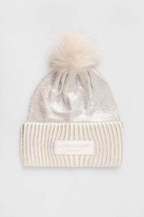 Шапка Kurt Geiger London колір срібний з тонкого трикотажу