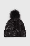 Шапка Kurt Geiger London колір чорний з товстого трикотажу
