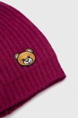 Вовняна шапка Moschino колір фіолетовий з тонкого трикотажу вовна (3597554)