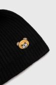 Вовняна шапка Moschino колір чорний з тонкого трикотажу вовна (3597556)