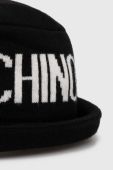 Шапка з домішкою вовни Moschino колір чорний з товстого трикотажу