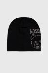 Вовняна шапка Moschino колір чорний з тонкого трикотажу вовна (3403583)
