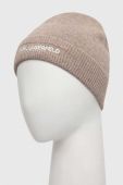 Кепка з домішкою вовни Karl Lagerfeld колір бежевий з тонкого трикотажу
