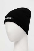 Кепка з домішкою вовни Karl Lagerfeld колір чорний з тонкого трикотажу