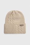Шапка Columbia колір бежевий з товстого трикотажу (3492562)