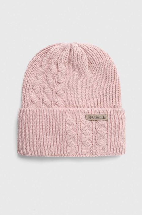 Шапка Columbia колір рожевий з товстого трикотажу (3492563)