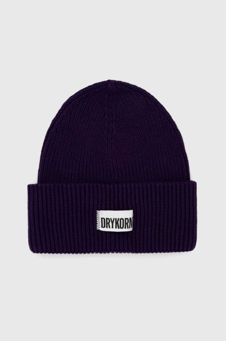 Шапка з домішкою вовни Drykorn колір фіолетовий з товстого трикотажу