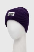 Шапка з домішкою вовни Drykorn колір фіолетовий з товстого трикотажу