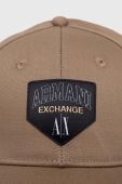 Бавовняна бейсболка Armani Exchange колір бежевий з аплікацією (3470471)