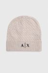 Шапка з домішкою вовни Armani Exchange колір золотий з тонкого трикотажу