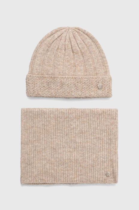 Шапка і снуд Liu Jo колір бежевий