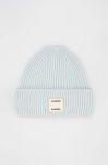 Вовняна шапка Samsoe Samsoe з товстого трикотажу вовна колір блакитний