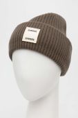 Вовняна шапка Samsoe Samsoe колір зелений з товстого трикотажу вовна (3511636)