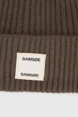Вовняна шапка Samsoe Samsoe колір зелений з товстого трикотажу вовна (3511636)