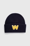 Вовняна шапка Weekend Max Mara колір синій з товстого трикотажу вовна (3511643)