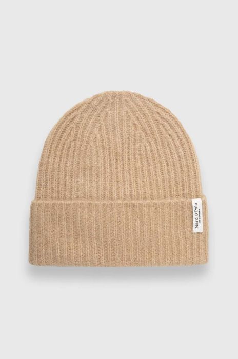 Вовняна шапка Marc O'Polo колір бежевий з тонкого трикотажу вовна