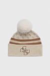 Шапка з домішкою вовни Guess колір бежевий з тонкого трикотажу (3590954)