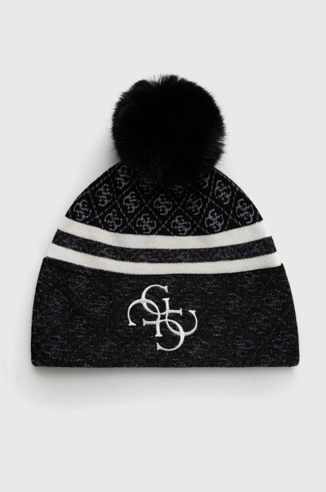 Шапка з домішкою вовни Guess колір чорний з тонкого трикотажу (3590956)