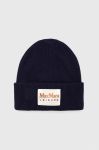 Шапка з домішкою вовни Max Mara Leisure колір синій з товстого трикотажу