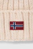 Шапка з домішкою вовни Napapijri колір бежевий з товстого трикотажу