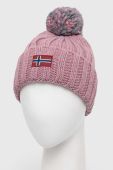 Шапка з домішкою вовни Napapijri колір рожевий з товстого трикотажу