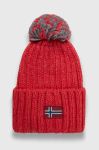Шапка з домішкою вовни Napapijri колір червоний з товстого трикотажу