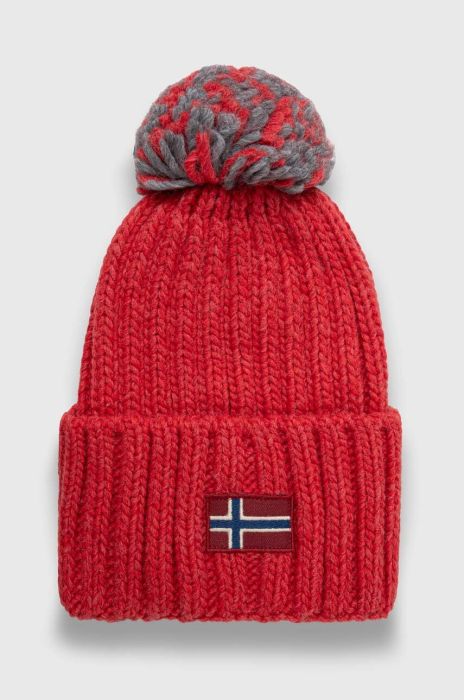 Шапка з домішкою вовни Napapijri колір червоний з товстого трикотажу