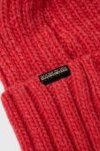Шапка з домішкою вовни Napapijri колір червоний з товстого трикотажу