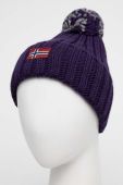Шапка з домішкою вовни Napapijri колір фіолетовий з товстого трикотажу (3546386)