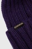 Шапка з домішкою вовни Napapijri колір фіолетовий з товстого трикотажу (3546386)
