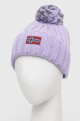 Шапка з домішкою вовни Napapijri колір фіолетовий з товстого трикотажу (3550196)