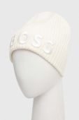 Вовняна шапка BOSS колір білий вовна