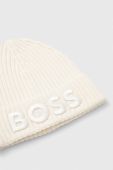 Вовняна шапка BOSS колір білий вовна