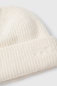 Шапка з домішкою вовни BOSS колір білий з товстого трикотажу
