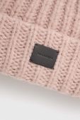 Вовняна шапка AllSaints колір рожевий вовна